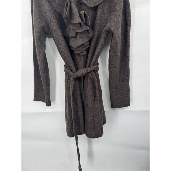 Cynthia‎ Rowley Wool Jacket Women Small Brown Ruffle Bohemian Academia Old Money - Picture 8 of 10